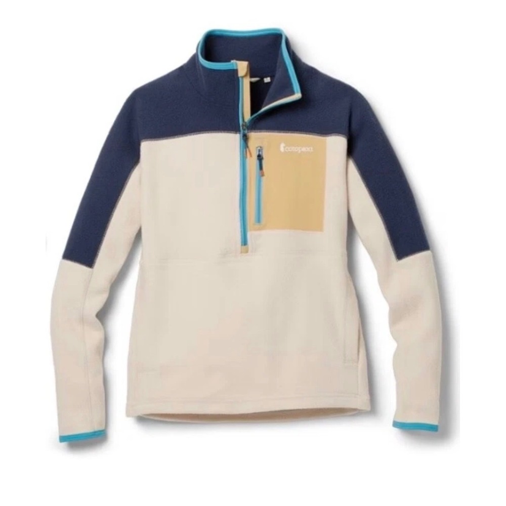 Cotopaxi Teca Fleece Pullover Cream Navy Tan Colorblock Half Zip Womens Large